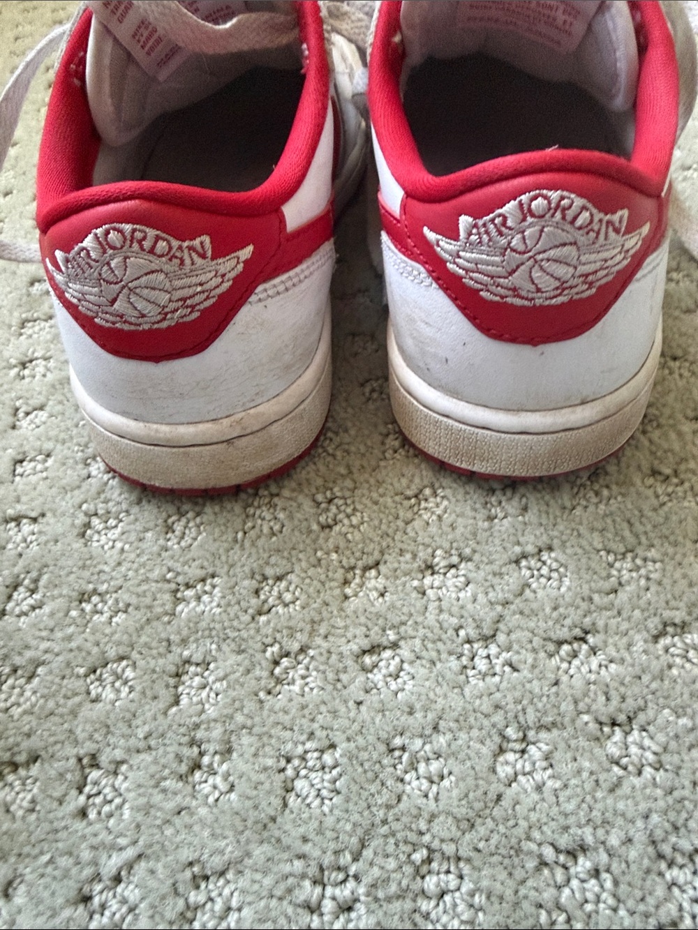 Jordan Kids Low-Top Sneakers in White and Red Accents